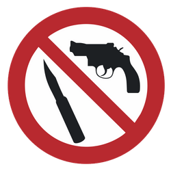 Vorlage: Symbol Mitnahme von Waffen und spitzen Gegenständen verboten