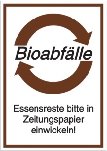 Vorlage: Bioabfälle - Essensreste bitte in Zeitungspapier einwickeln!