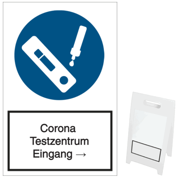 Vorlage: Warnaufsteller - Corona Testzentrum - Eingang →