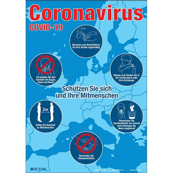 SETON Poster Coronavirus Schutzmaßnahmen kostenlos herunterladen