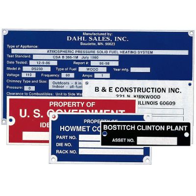 Custom Metal Equipment Nameplates