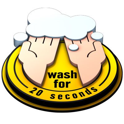 3D Floor Marker - Wash For 20 Seconds - Yellow