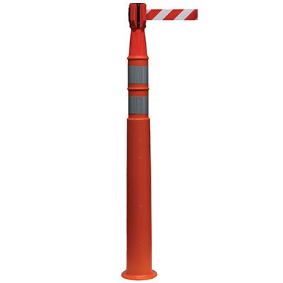 EZ Grab Delux Stackable Delineator - Orange with (2) 3" Reflective Collars and Red Cone Topper Barrier