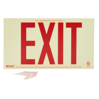 Frameless BradyGlo™ UL924 Exit Sign 50' Wall Mount