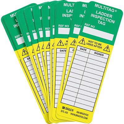 Ladder Inspection Tag, Green/Yellow