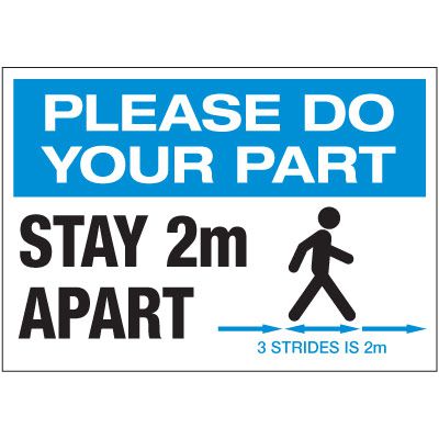 Stay 2M Apart 3 Strides Landscape Label