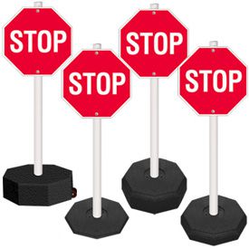 5 Ft. PVC Stanchion Systems - Stop Sign, Post and Base