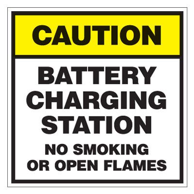 Caution - Battery Charging Station No Smoking Sign