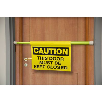 Caution This Door Must Be Kept Closed Hanging Doorway Barricade Sign Kit