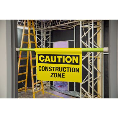 Caution Construction Zone Hanging Doorway Barricade Sign Kit