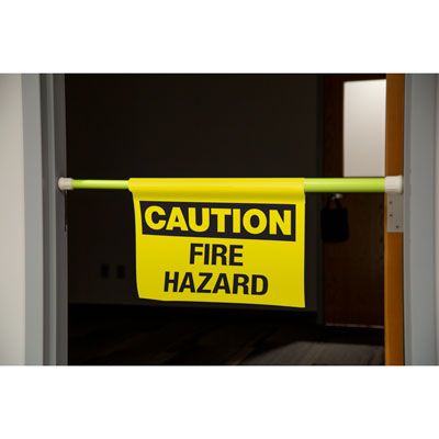 Caution Fire Hazard Hanging Doorway Barricade Sign Kit