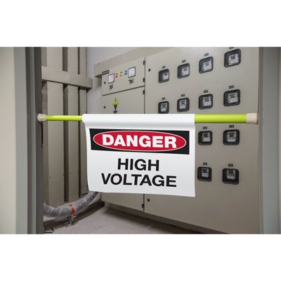 Danger High Voltage Hanging Doorway Barricade Sign Kit