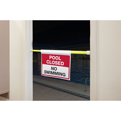 Pool Closed No Swimming Hanging Doorway Barricade Sign Kit