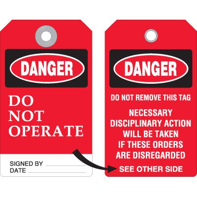 Disciplinary Danger Do Not Operate Tag