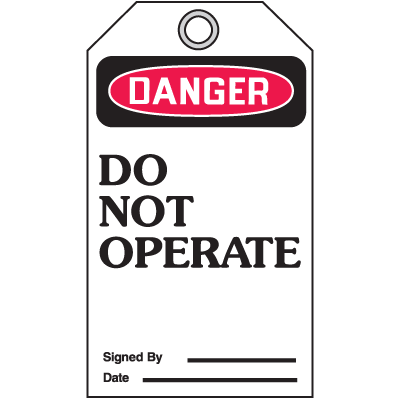 Accident Prevention Safety Tags - Danger Do Not Operate