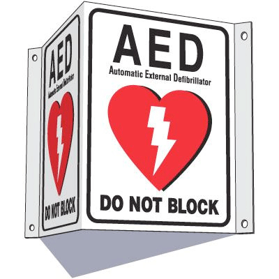 3-Way View AED Sign - Do Not Block