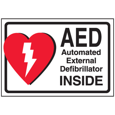 AED Label - Automated External Defibrillator INSIDE
