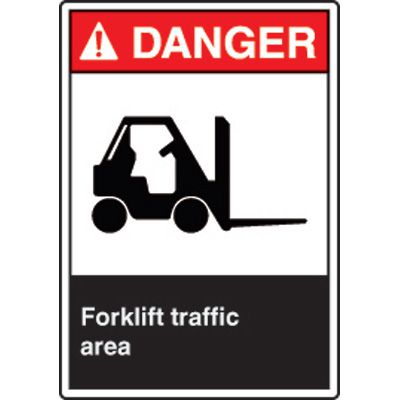 ANSI Safety Signs - Danger Forklift Traffic Area