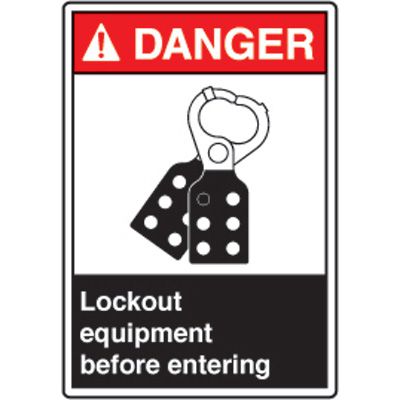 ANSI Safety Signs - Danger Lockout Equipment Before Entering