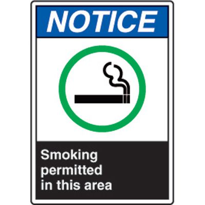 ANSI Safety Signs - Notice Smoking Permitted In This Area