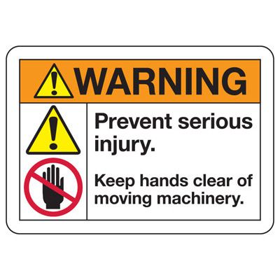 ANSI Z535 Safety Signs - Keep Hands Clear Of Moving Machinery