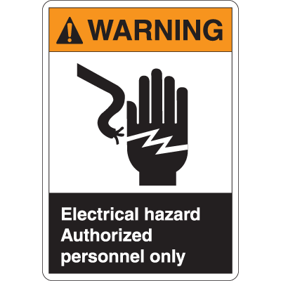 ANSI Z535 Safety Labels - Warning Electrical Hazard Authorized Personnel Only