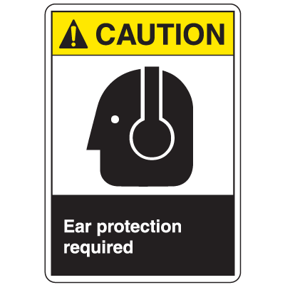 ANSI Z535 Safety Labels - Caution Ear Protection Required