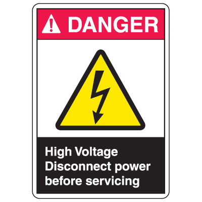 ANSI Z535 Safety Labels - Danger High Voltage