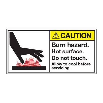 ANSI Z535 Safety Labels - Caution Burn Hazard Hot Surface Do Not Touch