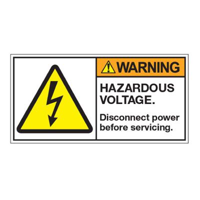 ANSI Z535 Safety Labels - Hazardous Voltage Disconnect Before Servicing