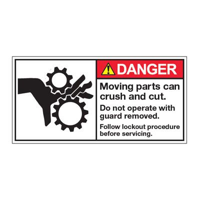 ANSI Z535 Safety Labels - Moving Parts Follow Lockout Procedure Before Service