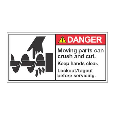 ANSI Z535 Safety Labels - Moving Parts Lockout/Tagout Before Service