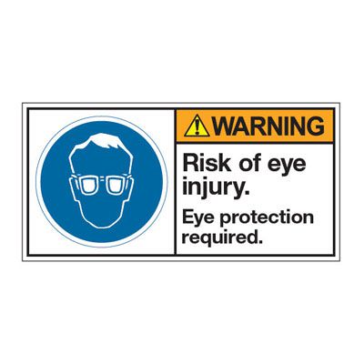 ANSI Z535 Safety Labels - Warning Risk Of Eye Injury Eye Protection Required