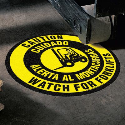 Anti-Slip Floor Markers - Caution Watch For Forklifts (Bilingual)