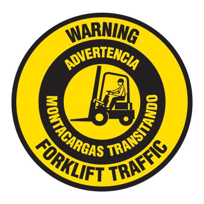 Anti-Slip Floor Markers - Warning Forklift Traffic (Bilingual)