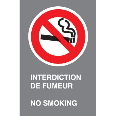 Bilingual CSA Signs - Interdiction De Fumeur No Smoking
