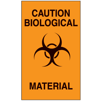 Caution Biological Material Biohazard Labels