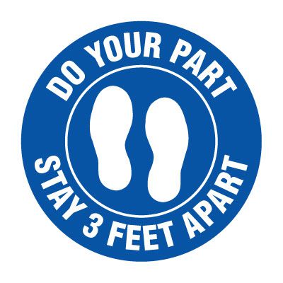 Floor Markers - Stay 3 Feet Apart - Blue