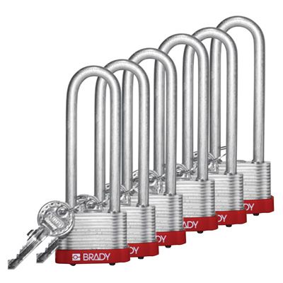 Brady® Key Retaining 3" Shackle Steel Locks - Keyed Alike