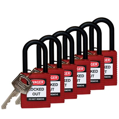Brady® Nylon Shackle 1.5" Keyed Differently Safety Locks
