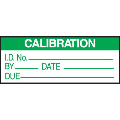 Calibration ID No. Write On Labels