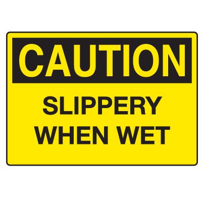 Fall Hazard Signs - Caution Slippery When Wet