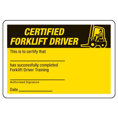 Certified Forklift Driver Wallet Card