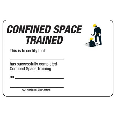 Confined Space Trained Certification Wallet Card