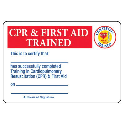 CPR & First Aid Trained Certification Card - Wallet Size