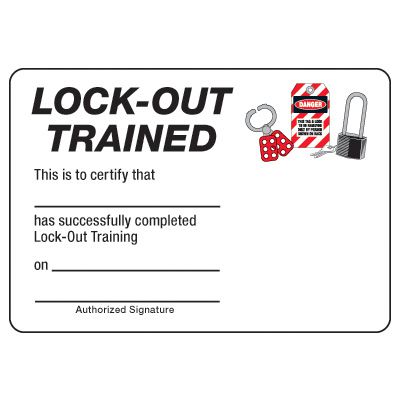 Certification Photo Wallet Cards - Lock-Out Trained
