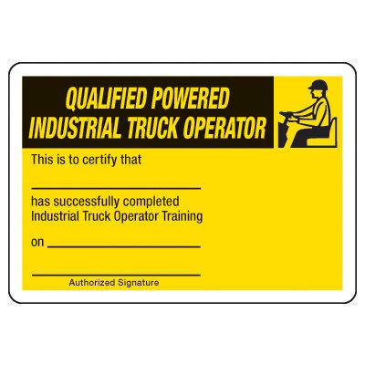 Qualified Truck Operator Certification Card - Wallet Size