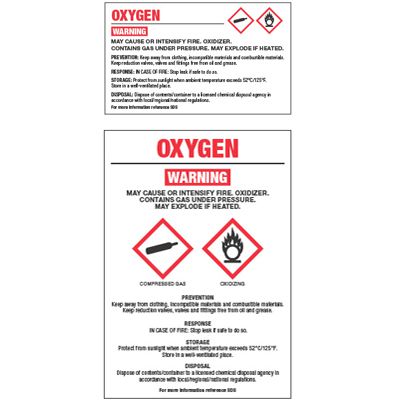 Chemical GHS Labels - Oxygen