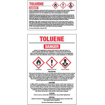 Chemical GHS Labels - Toluene
