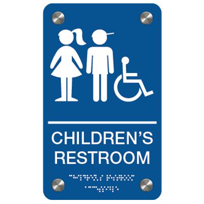 Children's Restroom (Boy/Girl Accessibility Symbols) - Premium ADA Braille Restroom Signs